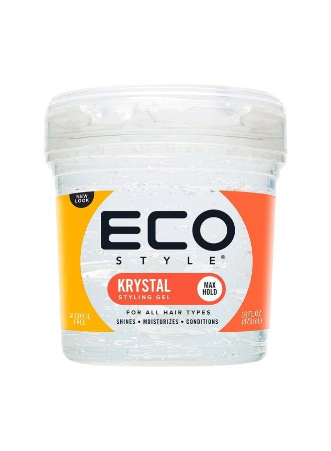Eco Style Ecoco Eco Style Hair Gel Krystal - Strong Hold - Ideal For Any Hair Type And Color - Adds Body And Shine To All Styles - Weightless - Moisturizes And Help Maintain Healthy Hair - Non-Flaking - 16 Oz - Image 1
