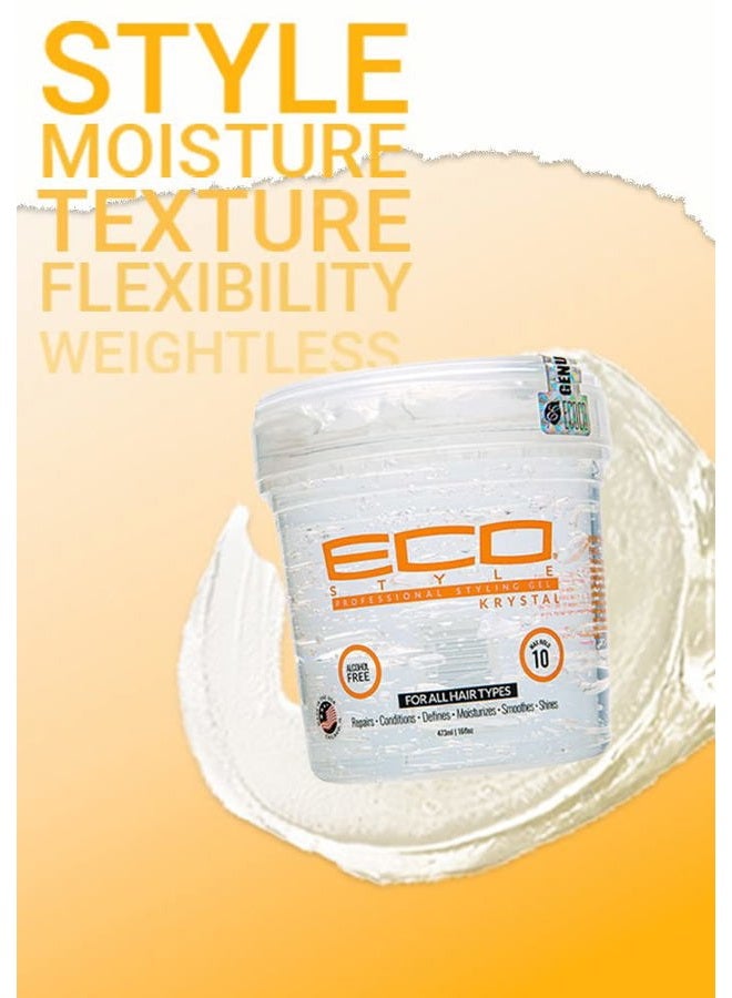 Eco Style Ecoco Eco Style Hair Gel Krystal - Strong Hold - Ideal For Any Hair Type And Color - Adds Body And Shine To All Styles - Weightless - Moisturizes And Help Maintain Healthy Hair - Non-Flaking - 16 Oz - Image 4