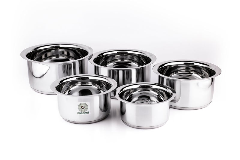 Coconut أغطية ساندويتش جوز الهند القياسية (ستانلس ستيل، 5 أغطية) - 750 مل، 1000 مل، 1500 مل، 2000 مل و 2500 مل - Image 1