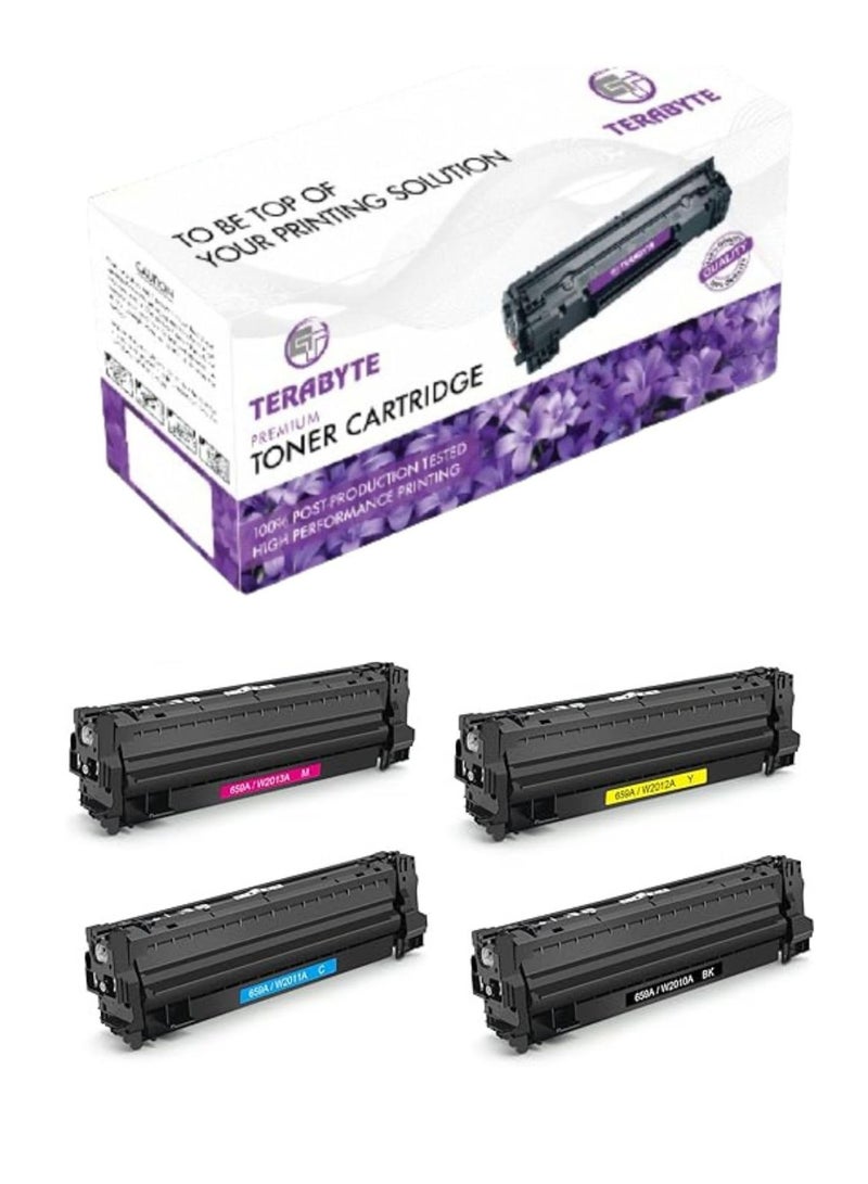 Terabyte 659A Set Toner Cartridge Replacement For Color Enterprise M856dn, M776dn, Color Enterprise Flow MFP M776z, M776zs (W2010A Black, W2011A Cyan, W2012A Yellow, W2013A Magenta) - Image 1