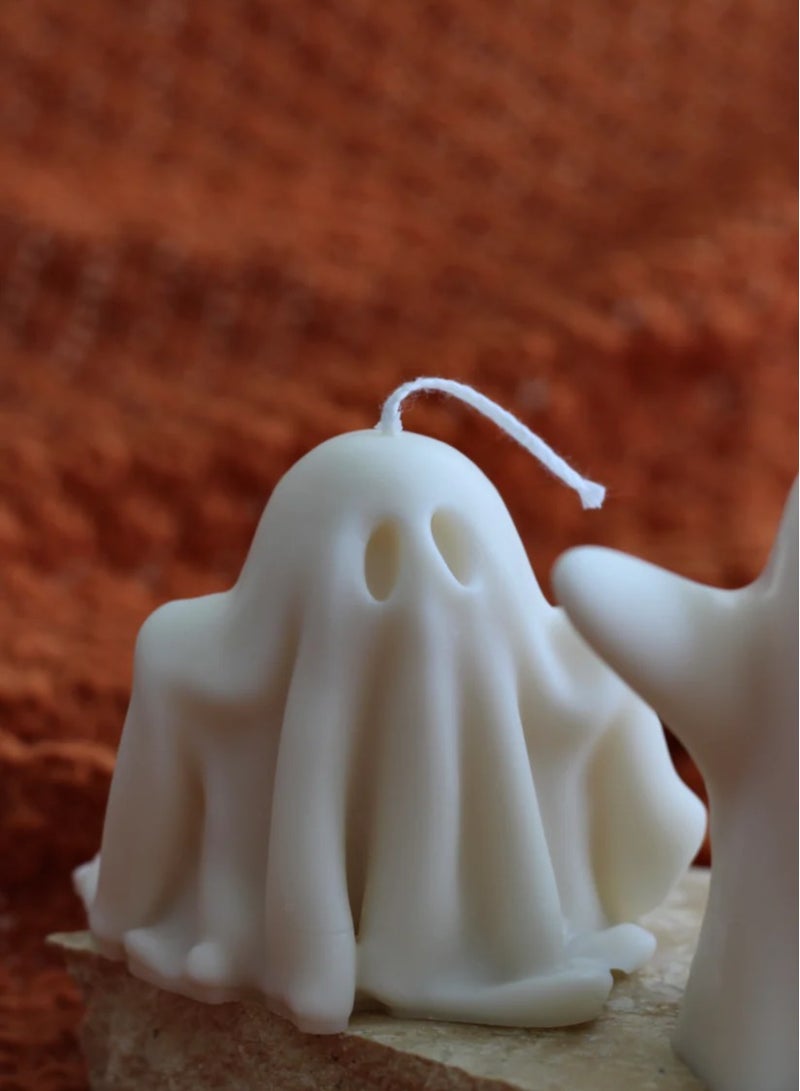 Joyful Ghost Candle Halloween Décor – Handmade Soy Wax – Spooky Party Favor & Gift – Limited Edition UAE - Image 1