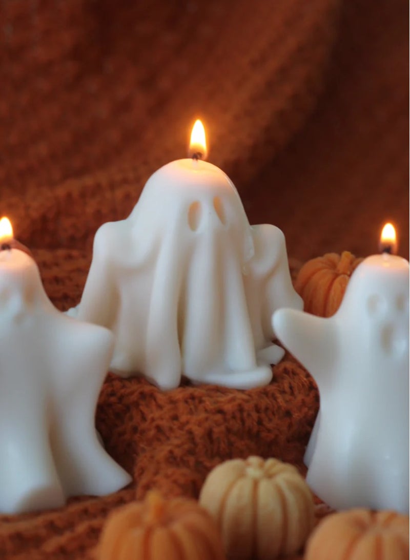 Joyful Ghost Candle Halloween Décor – Handmade Soy Wax – Spooky Party Favor & Gift – Limited Edition UAE - Image 2