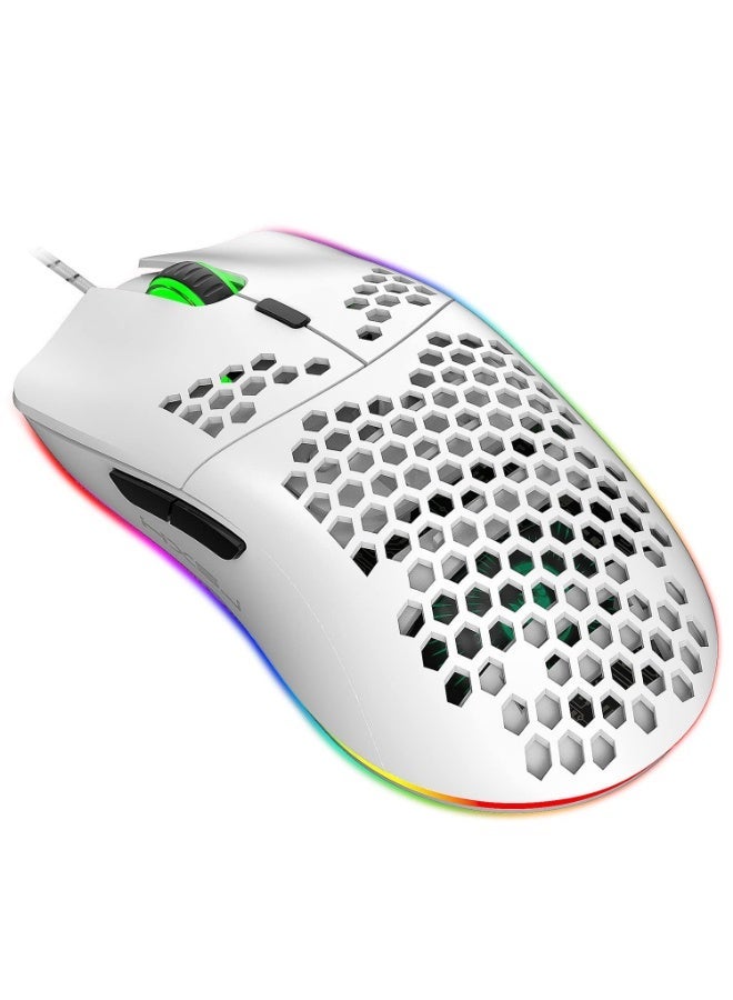 Wireless Gaming Mouse - RGB 69g Superlight Ergonomic Wireless Gaming Mouse - Backlit Honeycomb Shell Design Gaming Mice (wireless version White) - Image 1