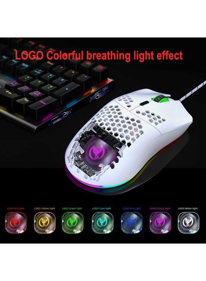 Wireless Gaming Mouse - RGB 69g Superlight Ergonomic Wireless Gaming Mouse - Backlit Honeycomb Shell Design Gaming Mice (wireless version White) - Image 2