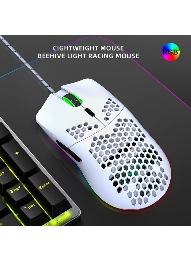 Wireless Gaming Mouse - RGB 69g Superlight Ergonomic Wireless Gaming Mouse - Backlit Honeycomb Shell Design Gaming Mice (wireless version White) - Image 3