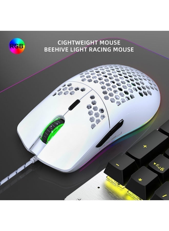 Wireless Gaming Mouse - RGB 69g Superlight Ergonomic Wireless Gaming Mouse - Backlit Honeycomb Shell Design Gaming Mice (wireless version White) - Image 4