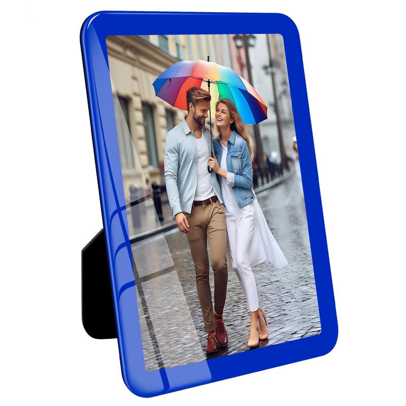 Bluesun 4x6 picture frame blue  picture frames glass  hanging picture frame  Matted for wall and tabletop Decor (4x6  blue) - Image 1