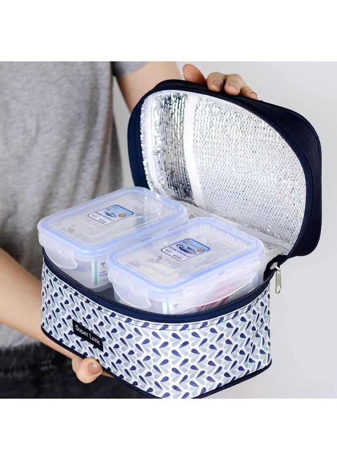 Orchid Super Lock 4 Pieces Food Storage Container With Temperature Storage Bag Set Mixed Patterns Meal Prep Containers With Lids Rice Box Tiffin Box For Office  - Image 1