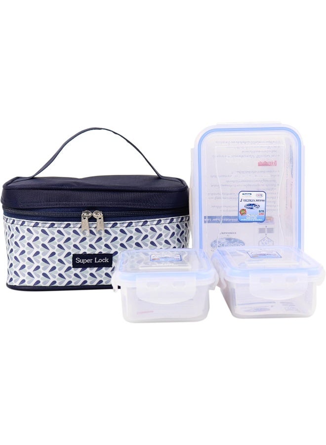Orchid Super Lock 4 Pieces Food Storage Container With Temperature Storage Bag Set Mixed Patterns Meal Prep Containers With Lids Rice Box Tiffin Box For Office  - Image 4