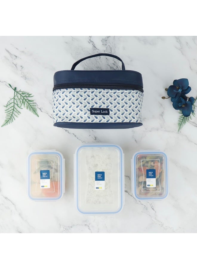 Orchid Super Lock 4 Pieces Food Storage Container With Temperature Storage Bag Set Mixed Patterns Meal Prep Containers With Lids Rice Box Tiffin Box For Office  - Image 3