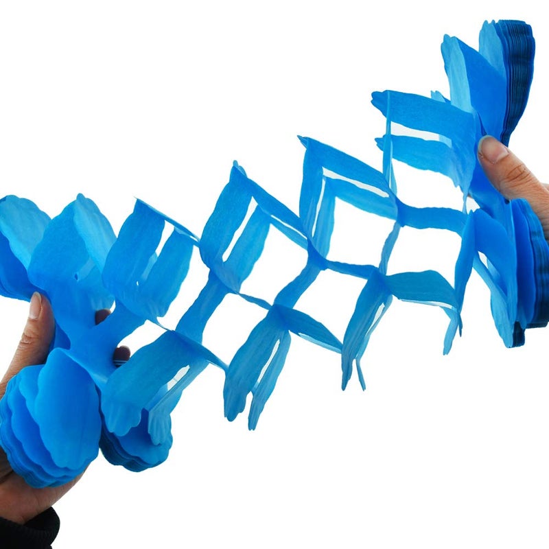 BEISHIDA بيشيدا 12 قطعة من زينة ورقية على شكل رباعي الأوراق بطول 120 قدم باللون الأزرق البحري لاحتفالات المحيط، زهور مناديل قابلة لإعادة الاستخدام، لافتة معلقة لحفلات الزفاف، حفلات استقبال الأطفال، حفلات المنزل، خلفيات التخرج - Image 3