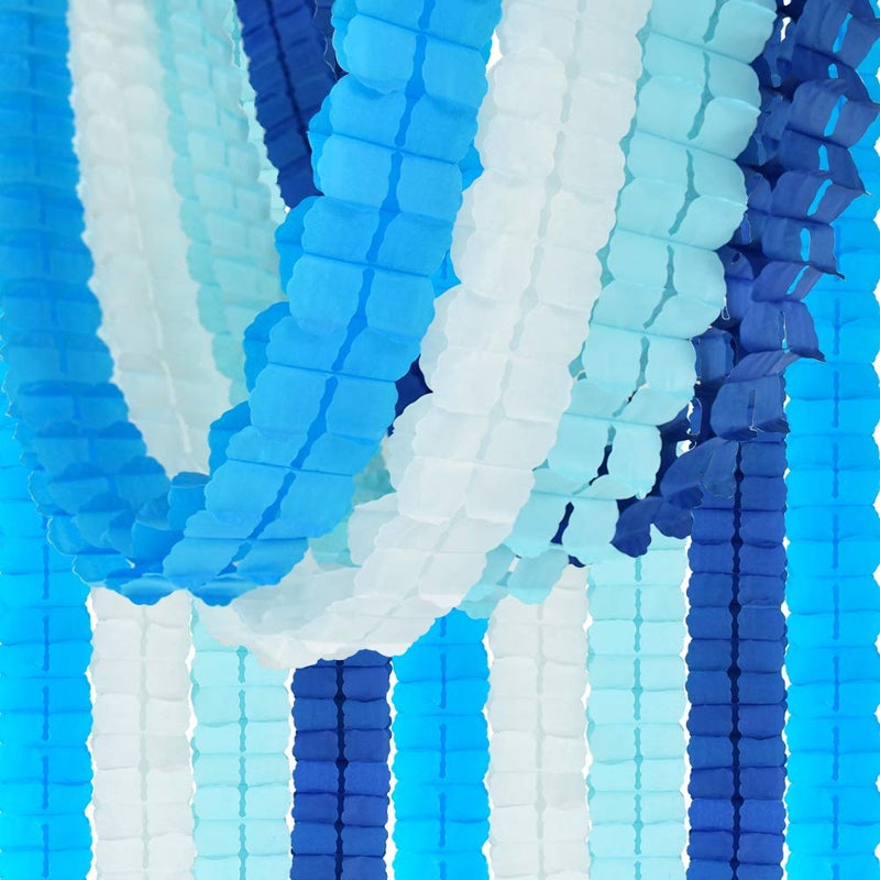 BEISHIDA بيشيدا 12 قطعة من زينة ورقية على شكل رباعي الأوراق بطول 120 قدم باللون الأزرق البحري لاحتفالات المحيط، زهور مناديل قابلة لإعادة الاستخدام، لافتة معلقة لحفلات الزفاف، حفلات استقبال الأطفال، حفلات المنزل، خلفيات التخرج - Image 4