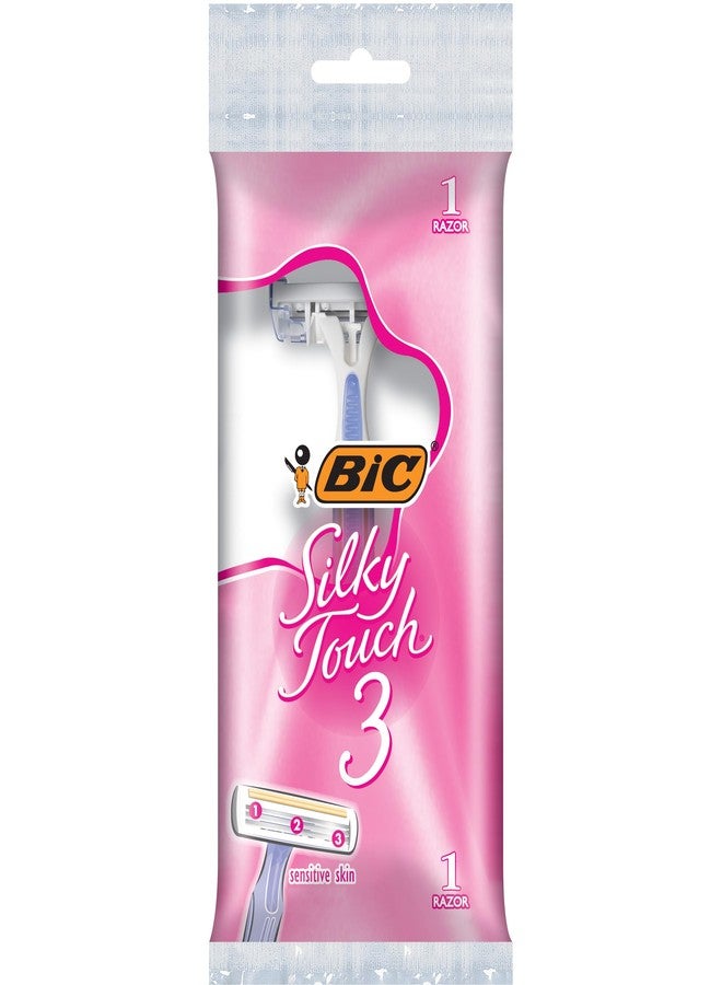 BIC Silky Touch 3 Women's Disposable Razors, With 3 Blades, Pretty Pastel Razor Handles, 1 Count Value Pack of Shaving Razors - Image 1