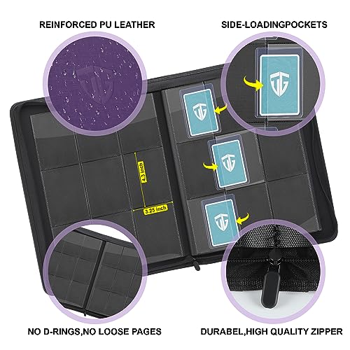 TCGUARD Toploader Binder,Holds 216 Toploaders,9 Pocket Top Loader Binder with Sleeves for 3"x4" Rigid Toploaders Hard Cases,Top loader Binders for TCG, MTG Card Binder, Trading Cards Binder(Purple) - Image 4