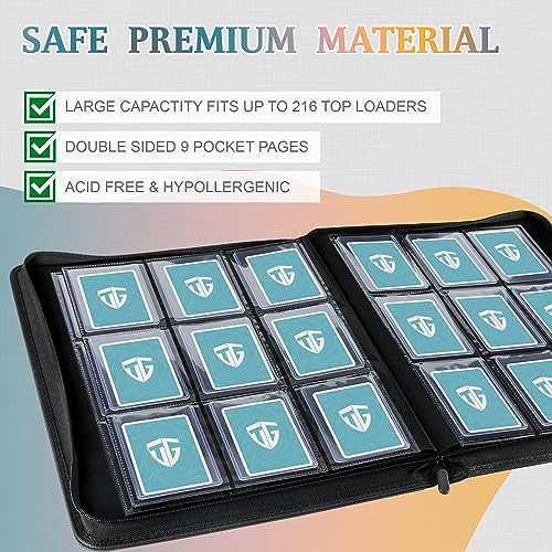 TCGUARD Toploader Binder,Holds 216 Toploaders,9 Pocket Top Loader Binder with Sleeves for 3"x4" Rigid Toploaders Hard Cases,Top loader Binders for TCG, MTG Card Binder, Trading Cards Binder(Purple) - Image 3