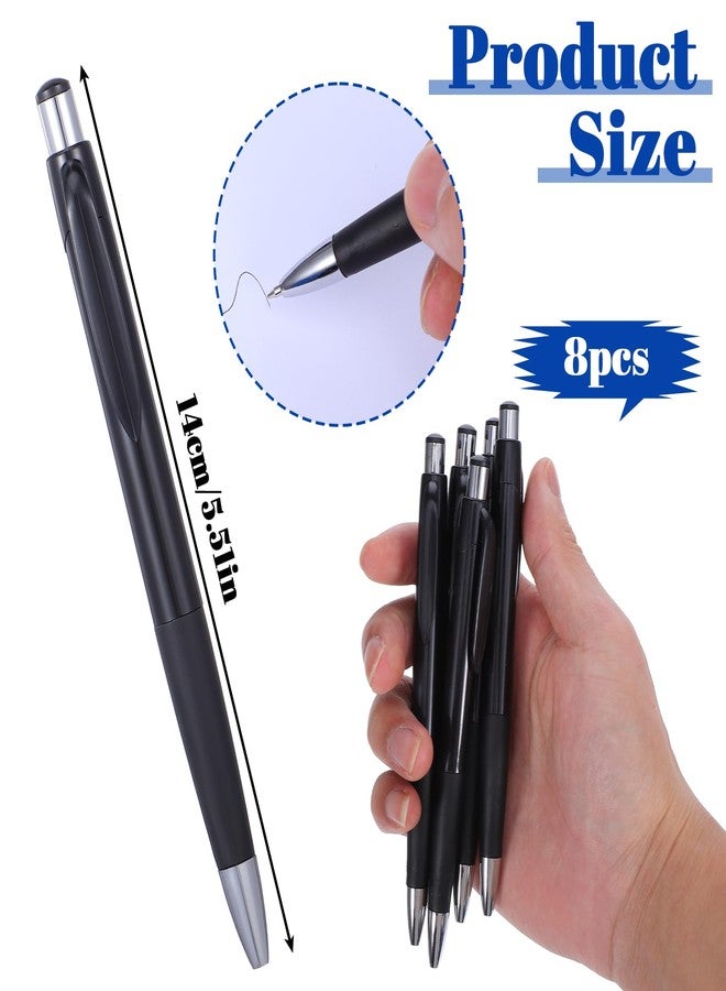 MBAIYO 8Pcs Black Ballpoint Pens 0.7mm, Black Ink Ball Point Pens Retractable Writing Pen with Soft Grip for Smooth Writing Office Home Supplies and Gifts - Image 4