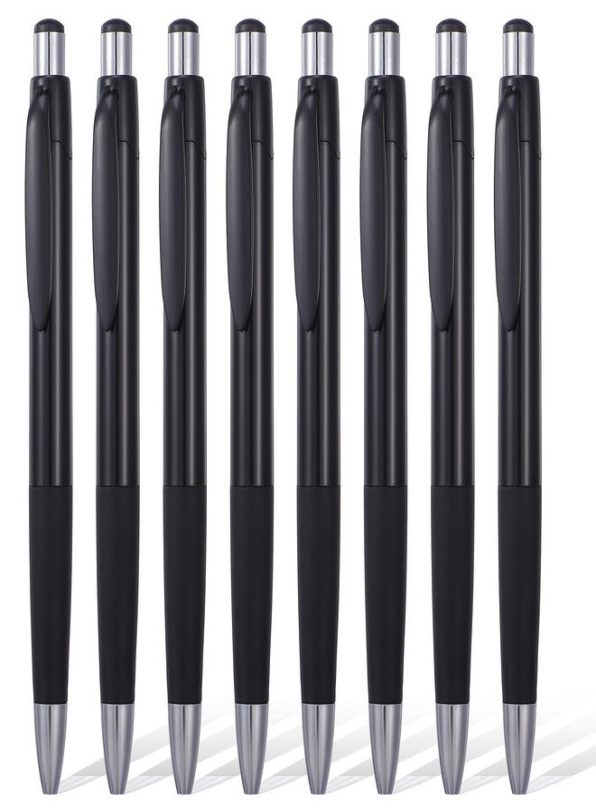 MBAIYO 8Pcs Black Ballpoint Pens 0.7mm, Black Ink Ball Point Pens Retractable Writing Pen with Soft Grip for Smooth Writing Office Home Supplies and Gifts - Image 1