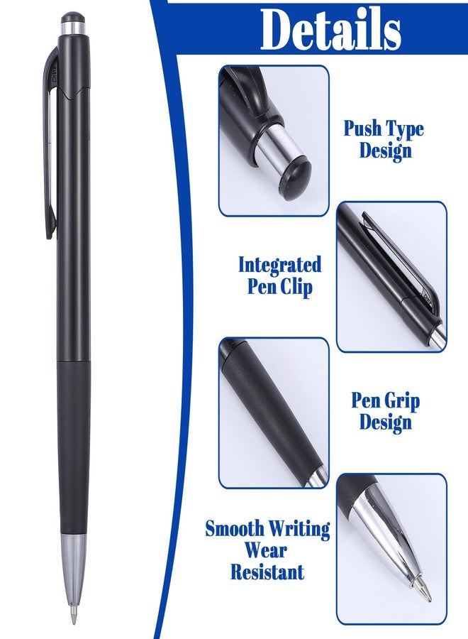 MBAIYO 8Pcs Black Ballpoint Pens 0.7mm, Black Ink Ball Point Pens Retractable Writing Pen with Soft Grip for Smooth Writing Office Home Supplies and Gifts - Image 3
