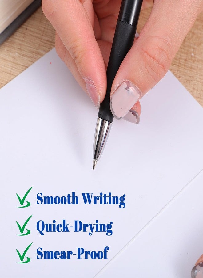 MBAIYO 8Pcs Black Ballpoint Pens 0.7mm, Black Ink Ball Point Pens Retractable Writing Pen with Soft Grip for Smooth Writing Office Home Supplies and Gifts - Image 2