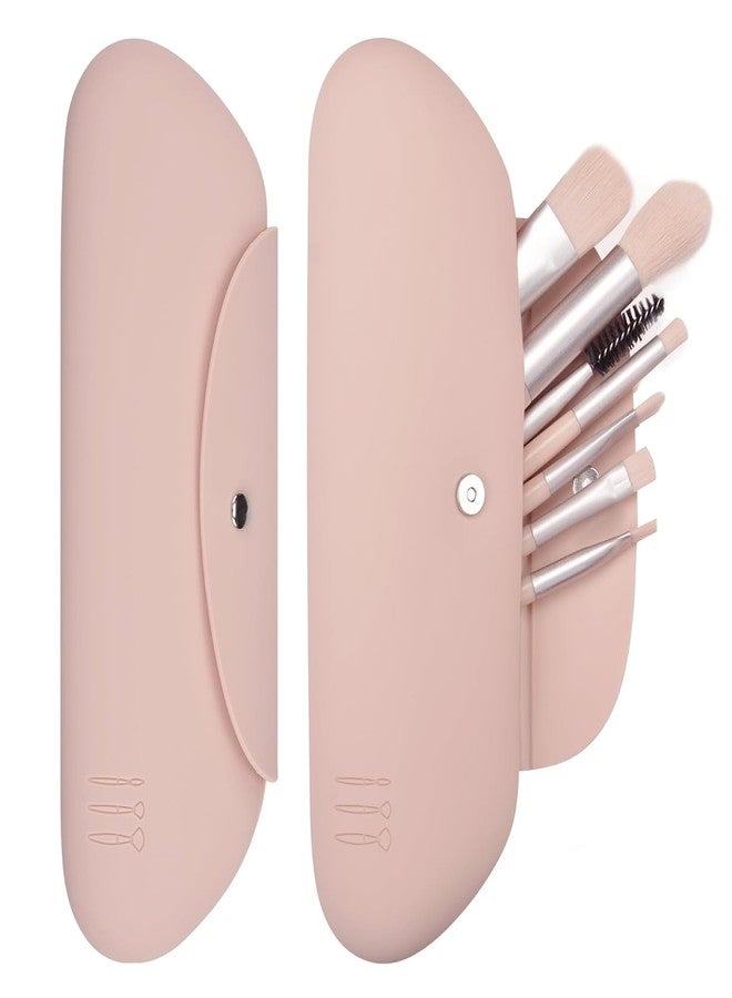 INNPOLE Travel Makeup Brush Case,Silicone Makeup Brush Holder Travel, Magnetic Anti-Fall Out Makeup Brush Bag,Fashionable and Beautiful Cosmetic Brush Bag (Khakhi). (KHA) - Image 1