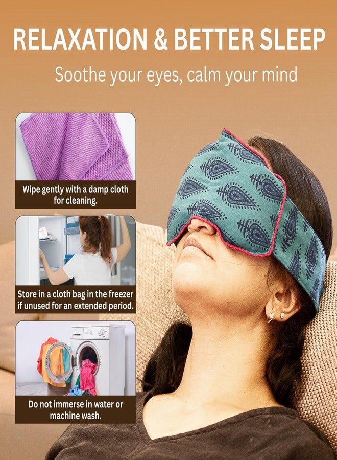 Aksobha Eye Mask for Puffy Eyes, Dark Circles & Sleep Relief | Handmade Eye Mask Hot & Cold Therapy Pack with Adjustable Strap | Microwaveable, in (Assorted Colours) Eco-Friendly, Plastic & Chemical-Free - Image 2