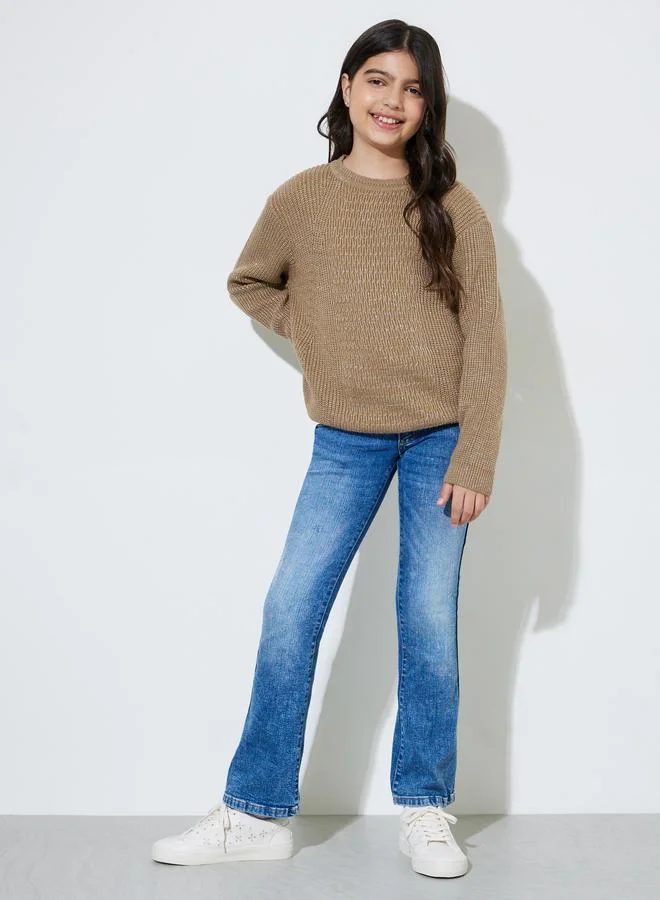 Styli Teen Girls Beige Round neck Knit Jumper