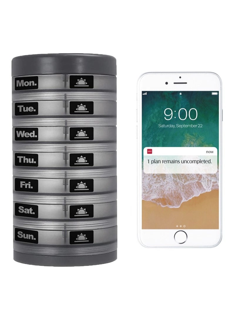 Weekly Pill Organizer 7 Layers Pill Case 4 Times a Day Sorter with APP Reminder - Image 1