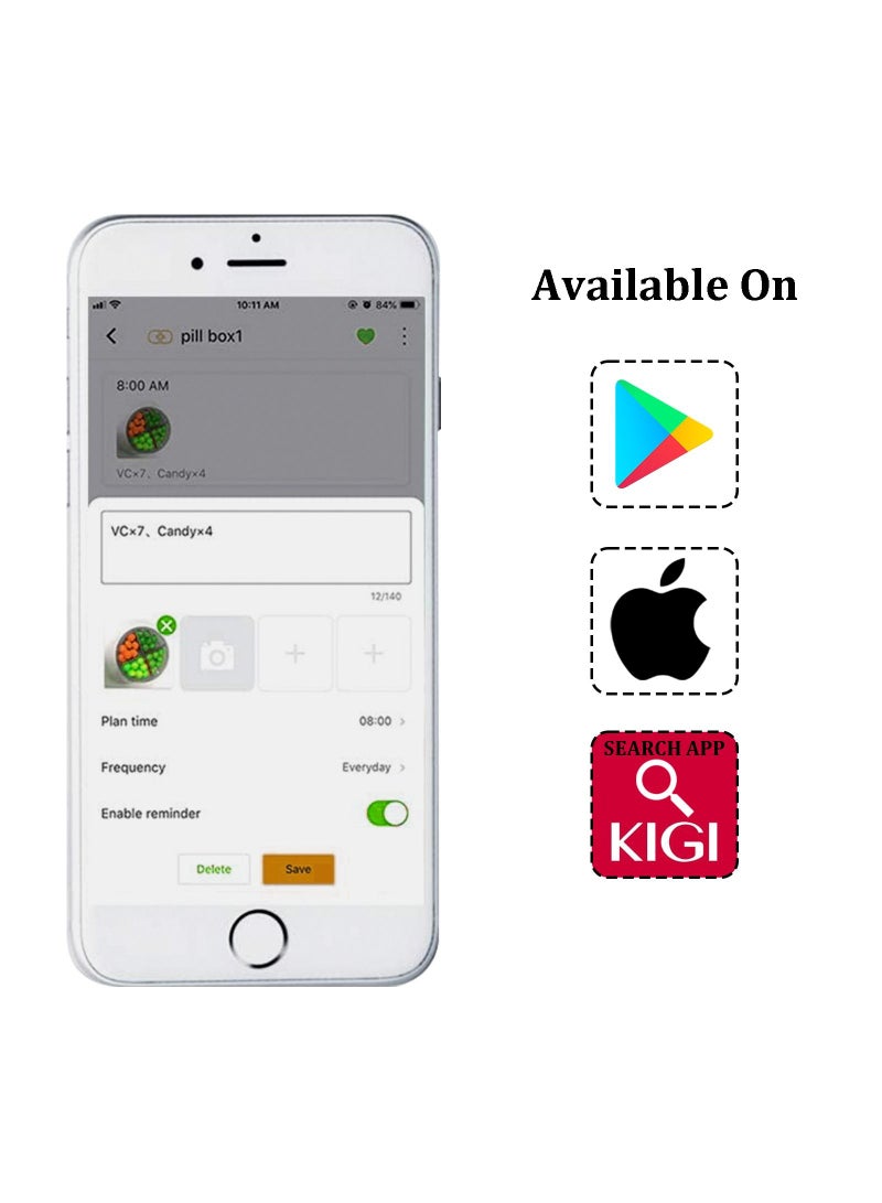 Weekly Pill Organizer 7 Layers Pill Case 4 Times a Day Sorter with APP Reminder - Image 5