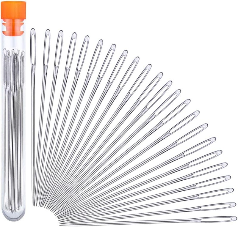 SKINPLUS Hand Sewing Needles, 2.56-inch Large Eye Sewing Sharp Needles, Leather Needle Embroidery Thread Needle for Crafts, Repair Stitching with a Bottle(23 PCS) - Image 1