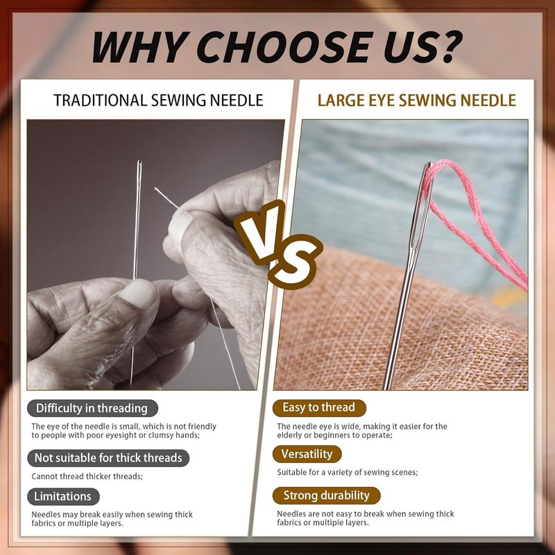 SKINPLUS Hand Sewing Needles, 2.56-inch Large Eye Sewing Sharp Needles, Leather Needle Embroidery Thread Needle for Crafts, Repair Stitching with a Bottle(23 PCS) - Image 4