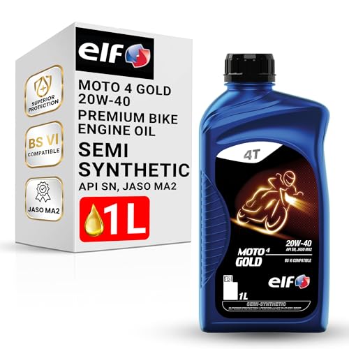 ELF - Moto 4 Gold 20W-40 | API SN, JASO MA2 | Semi- Synthetic Bike Engine Oil | Anti-clutch Slippage formula - 1L - Image 1