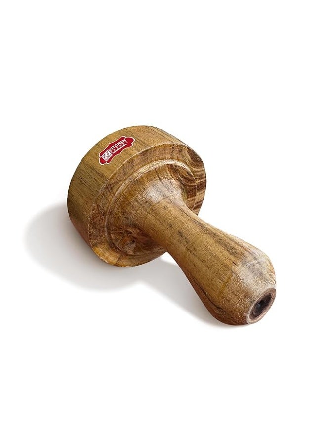 Kitchen Expert Wooden Hand Masher | Single Block/Jointless Wood | Paratha Seakni | Roti Presser | Potato/Pav Bhaji Masher | 1 Pc - Image 4