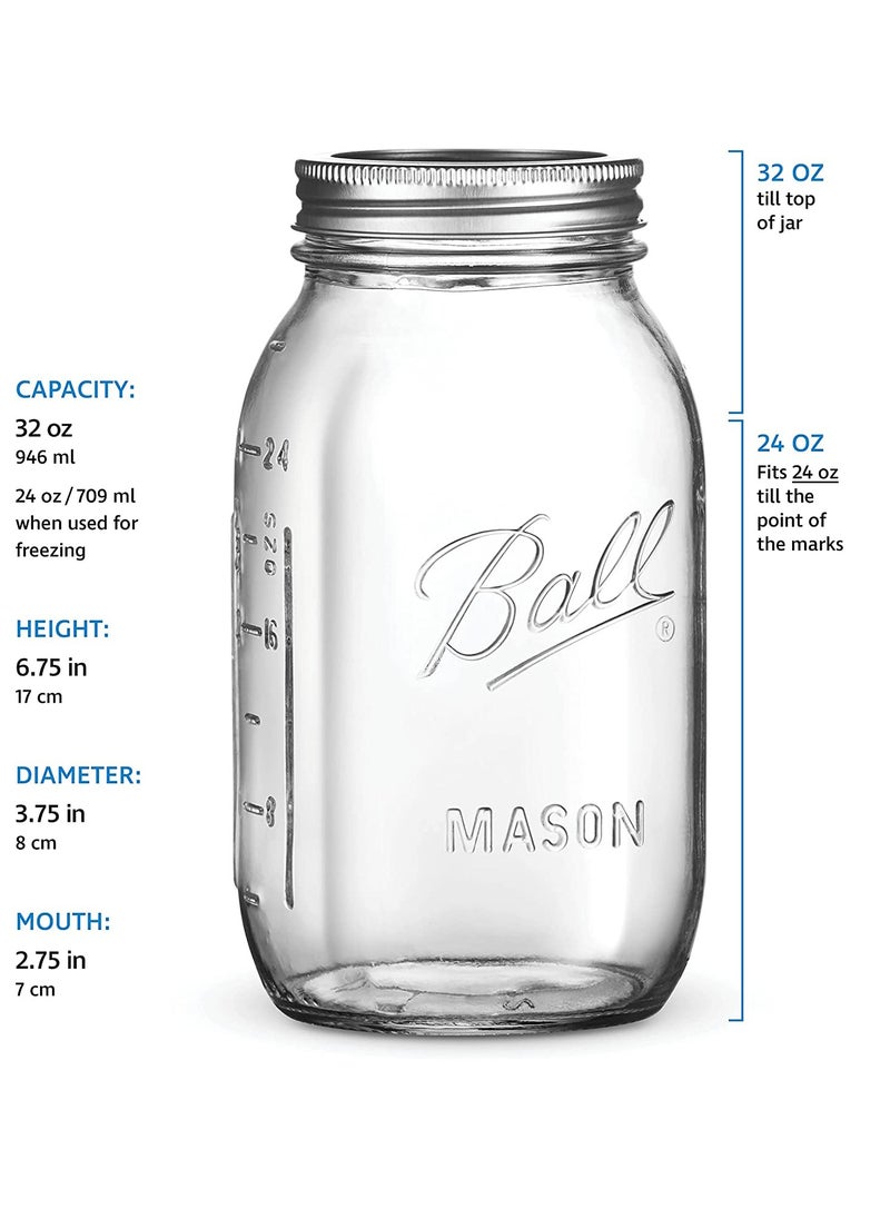 SYOSI Glass Ma son Jars, Canning Jars Jelly Jars with Airtight lids for Canning, Preserving, Meal Prep, Overnight Oats, Jam 32, BALL, 3, Ma son Jars  - Image 5