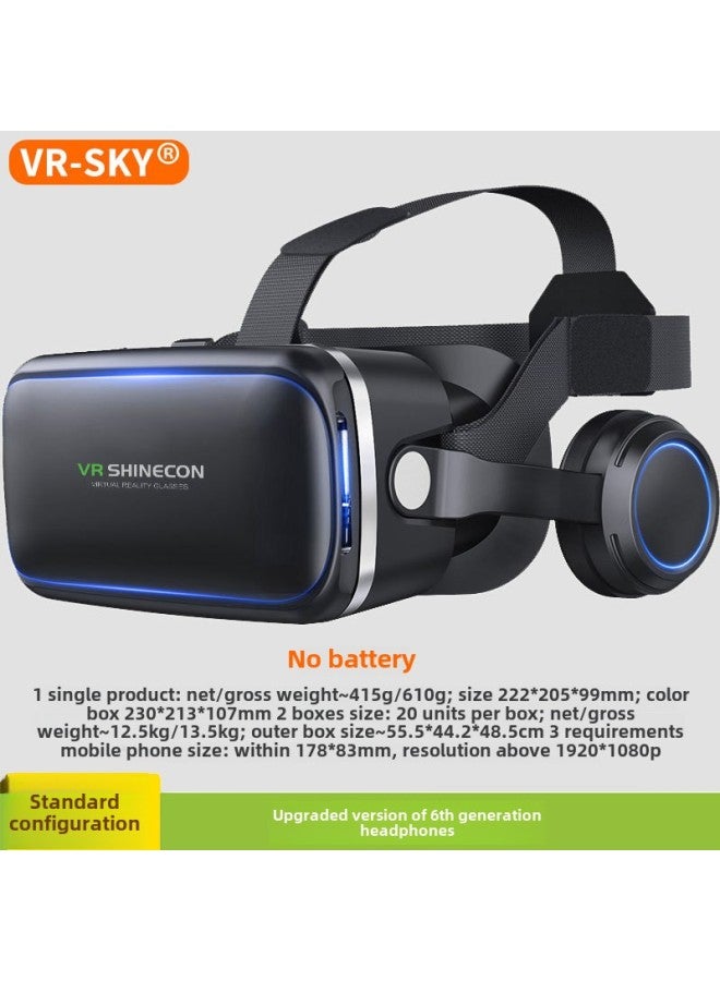 Smart Virtual Reality VR Glasses Headset With Built-In Earphones 3D Glasses For Children Adults Fashion Business And Masses-Color:Generation 6 Headset Edition-Standard - Image 1