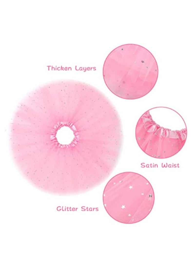 Captaintech Tutu Crown Suit for Girls, Princess Dress Up Sequined Mesh Skirt Tutu Crown Accessories Tiara, Girls Costumes for Birthday Party, Prom, Gift 10 Pcs  - Image 2