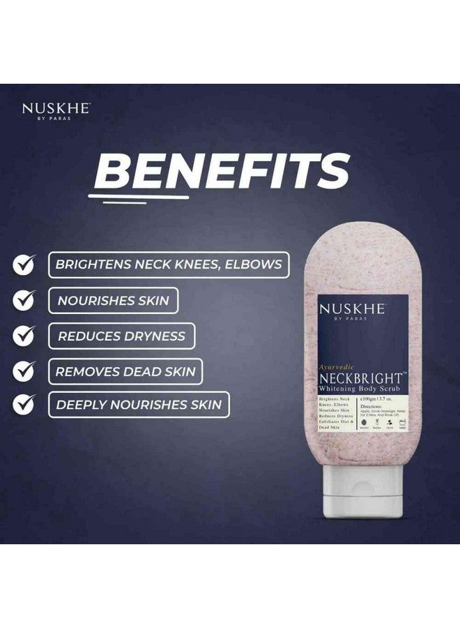 Nuskhe By Paras Neck Bright Body Scrub Dead Skin Remover With Vitamin C & Radish For Women & Men 100 Gm Tan Removal Walnut Shea Butter Aloe Vera - Image 4