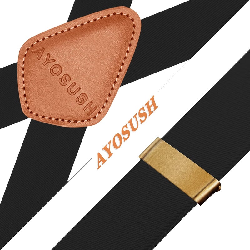 AYOSUSH Vintage Suspenders for Men Heavy Duty 4 Snap Hooks for Belt Loops Adjustable X Back - Image 5