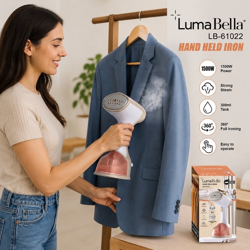 Luma Bella - Handheld Garment Steamer 1500W, 300ml - LB-61022 - Image 2