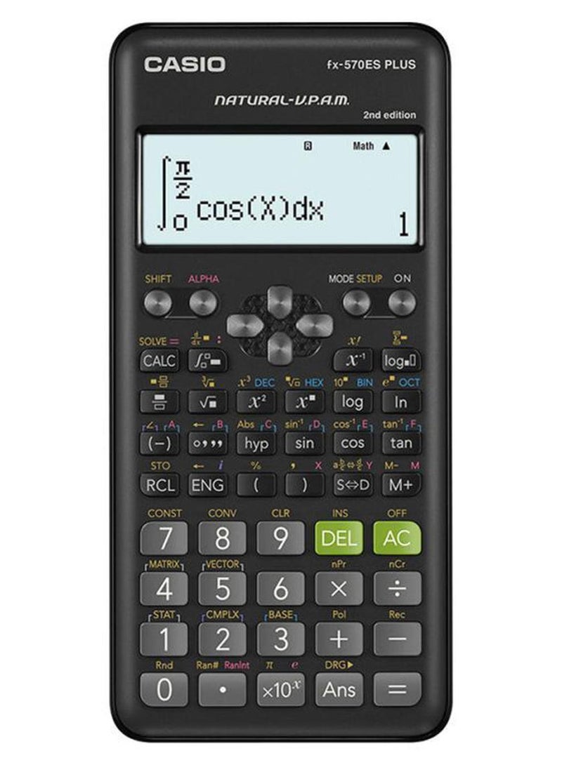 كاسيو آلة حاسبة طراز Fx-570Es بلس الإصدار الثاني أسود - Image 1