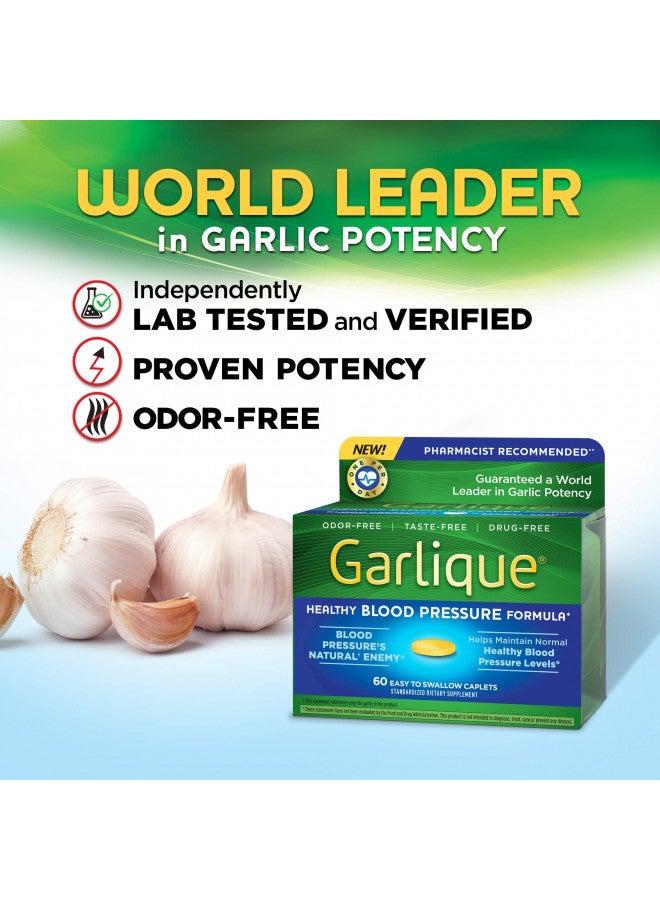 Garlique Garlic Extract Supplement, Healthy Blood Pressure Formula, Odorless & Vegan, 60 Caplets - Image 2