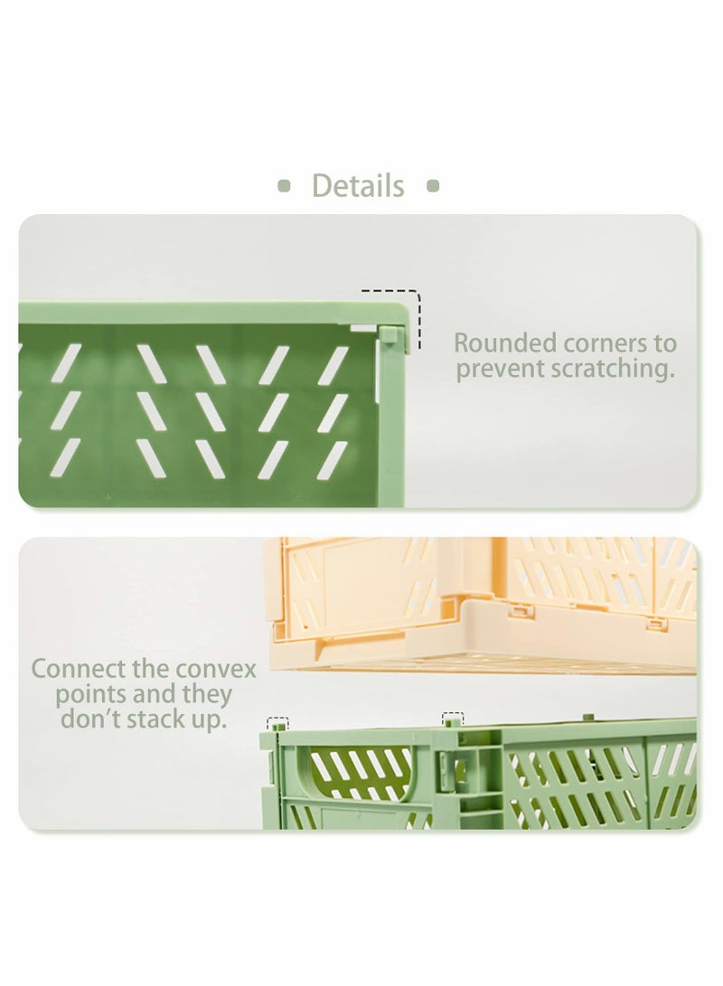 Foldable Storage Baskets, Medium and Mini Plastic Stackable Storage Bins, Plastic Basket Tray, Mini Reliable Folding Storage Crate for Office Kitchen Living Room Bathroom（3Pack） - Image 2