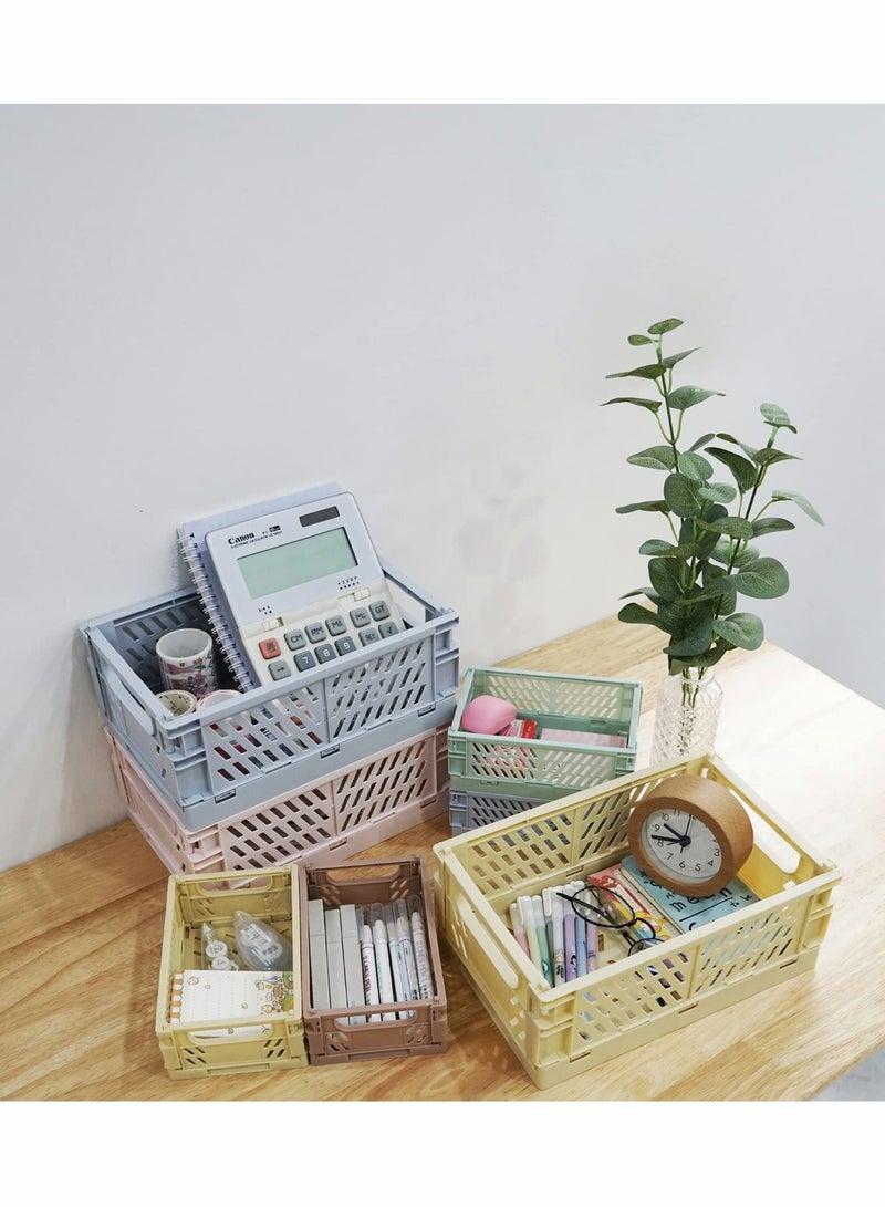 Foldable Storage Baskets, Medium and Mini Plastic Stackable Storage Bins, Plastic Basket Tray, Mini Reliable Folding Storage Crate for Office Kitchen Living Room Bathroom（3Pack） - Image 4