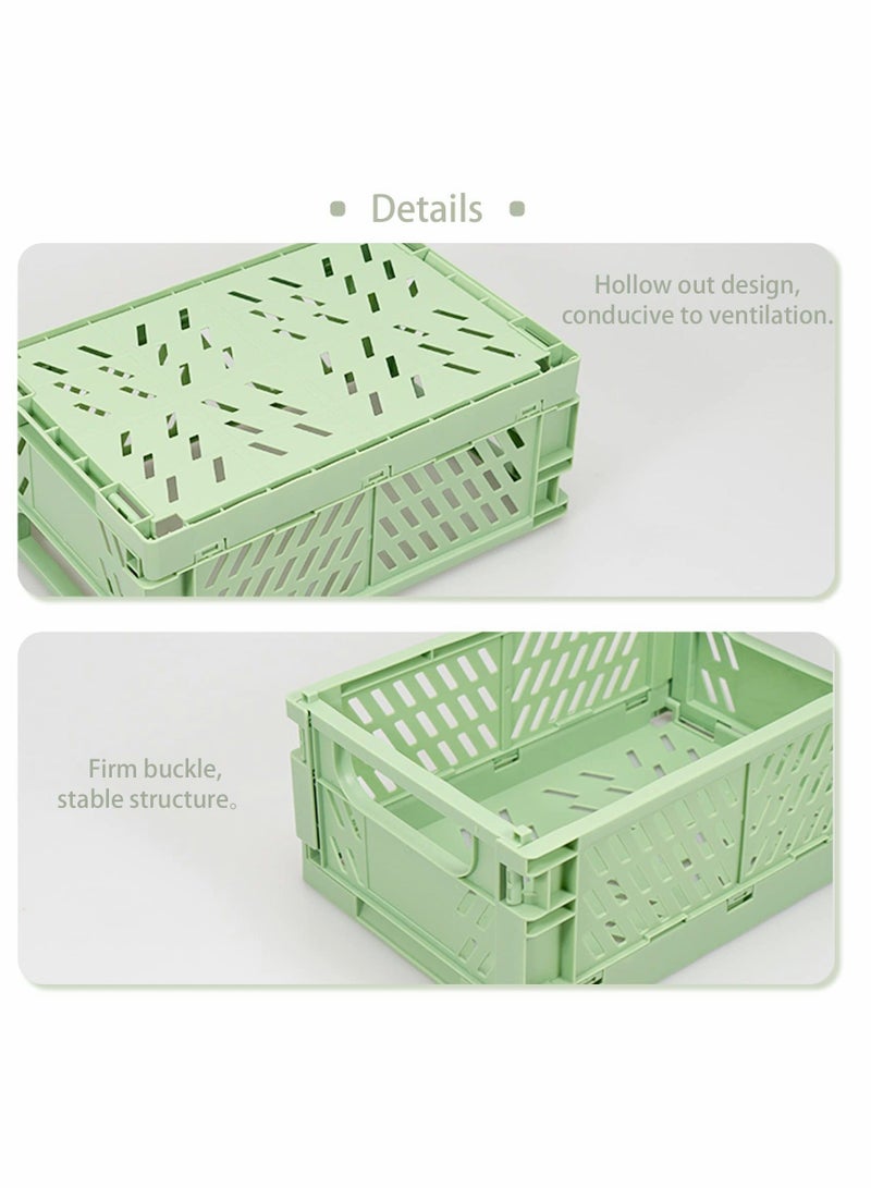 Foldable Storage Baskets, Medium and Mini Plastic Stackable Storage Bins, Plastic Basket Tray, Mini Reliable Folding Storage Crate for Office Kitchen Living Room Bathroom（3Pack） - Image 3