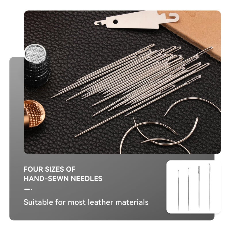 Mnuizu Sewing Thimble Set with Storage Box - Includes Sewing Big Eye Needle, Finger Protector & Adjustable Finger Guard - Quality Metal Copper Thimble - Ideal Sewing Tools for DIY Projects - Image 4