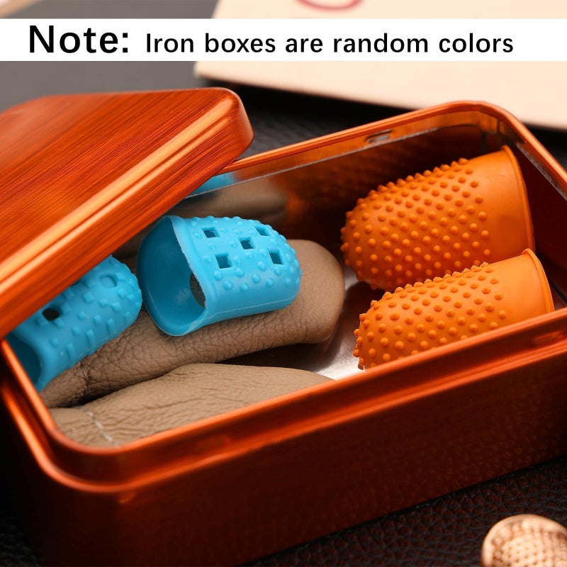 Mnuizu Sewing Thimble Set with Storage Box - Includes Sewing Big Eye Needle, Finger Protector & Adjustable Finger Guard - Quality Metal Copper Thimble - Ideal Sewing Tools for DIY Projects - Image 5