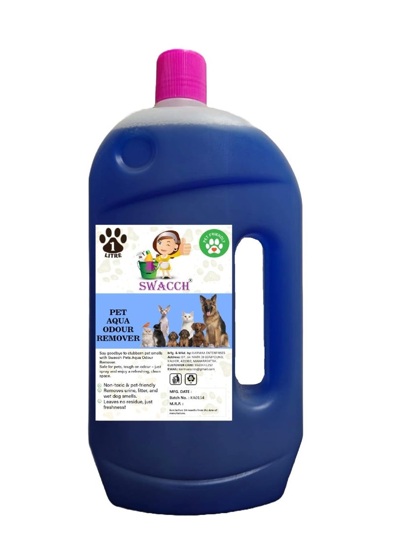 swacch Pet Aqua Odour Remover Liquid I Pet Safe Deodorizer for Home & Pet Areas I 1 Litre Lavender - Image 1