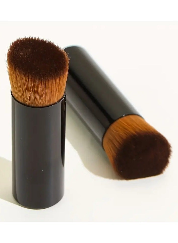 Ucanbe 2pc Liquid Foundation Brush - Aluminum Tube, Flat Top Slant Head, Loose Powder & Foundation Brush with Short Handle  - Image 2