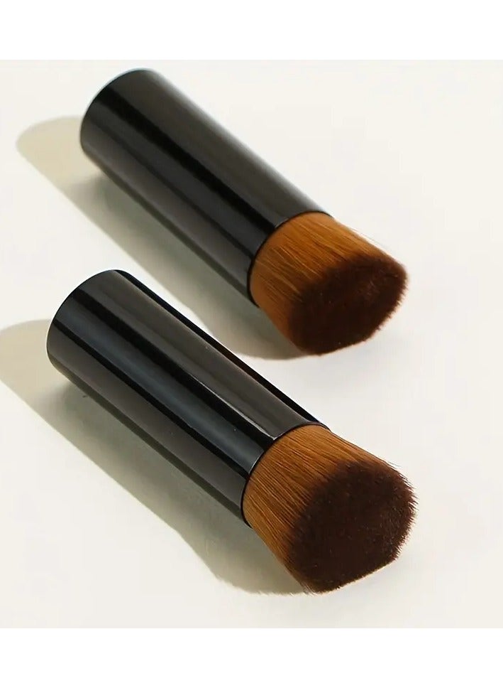 Ucanbe 2pc Liquid Foundation Brush - Aluminum Tube, Flat Top Slant Head, Loose Powder & Foundation Brush with Short Handle  - Image 5