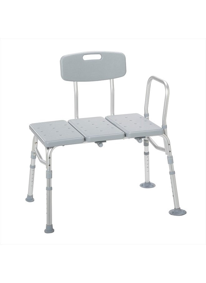 Drive Medical 12011KD-1 Tub Transfer Bench For Bathtub, Height Adjustable Shower Bench with Backrest, Shower Seat Shower Chair Bath Chair for Elderly, Seniors, Arm Support for Transfer, 400 Weight Cap  - Image 1
