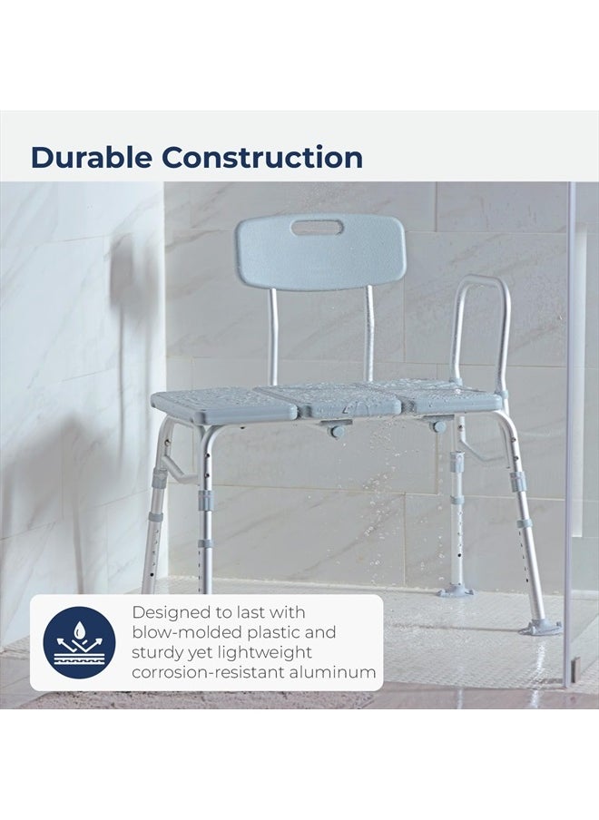 Drive Medical 12011KD-1 Tub Transfer Bench For Bathtub, Height Adjustable Shower Bench with Backrest, Shower Seat Shower Chair Bath Chair for Elderly, Seniors, Arm Support for Transfer, 400 Weight Cap  - Image 5